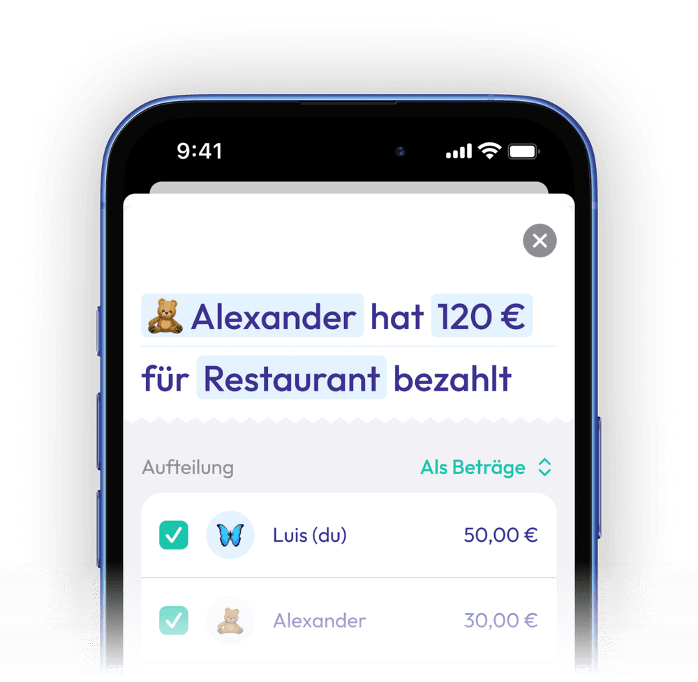 Rechnung einfach aufteilen